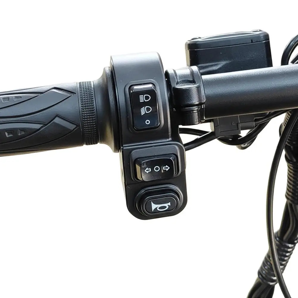 Motorcycle 4-Pin/6-Pin E-bike Headlight Switch with Turn Signal and Klaxon Control 170cm Cable for 22mm Handlebar Oasis Select