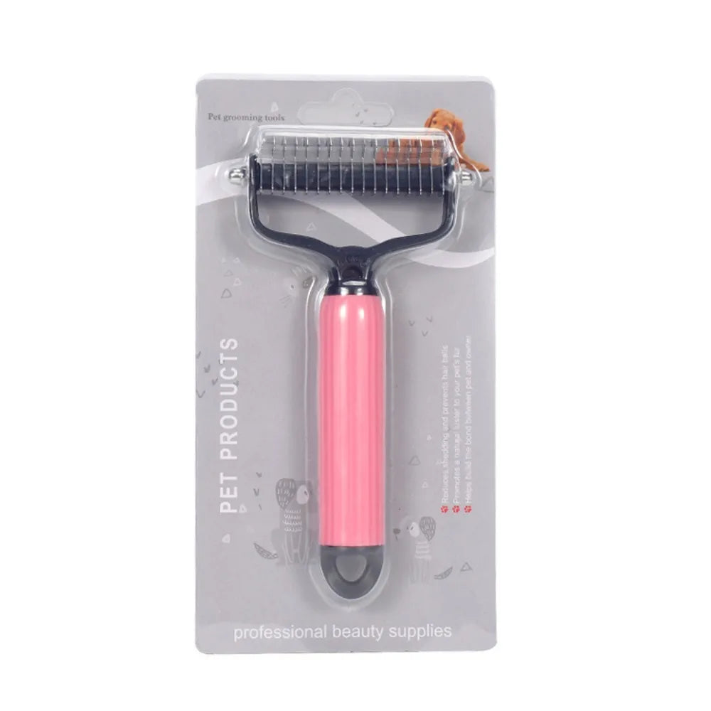 Dual Sided Stainless Steel Pet Grooming Comb Smooth Fur Tidying Tool Efficient Loose Hair Cleaning Device Easy Operated Househol Oasis Select 1PC Pink Large