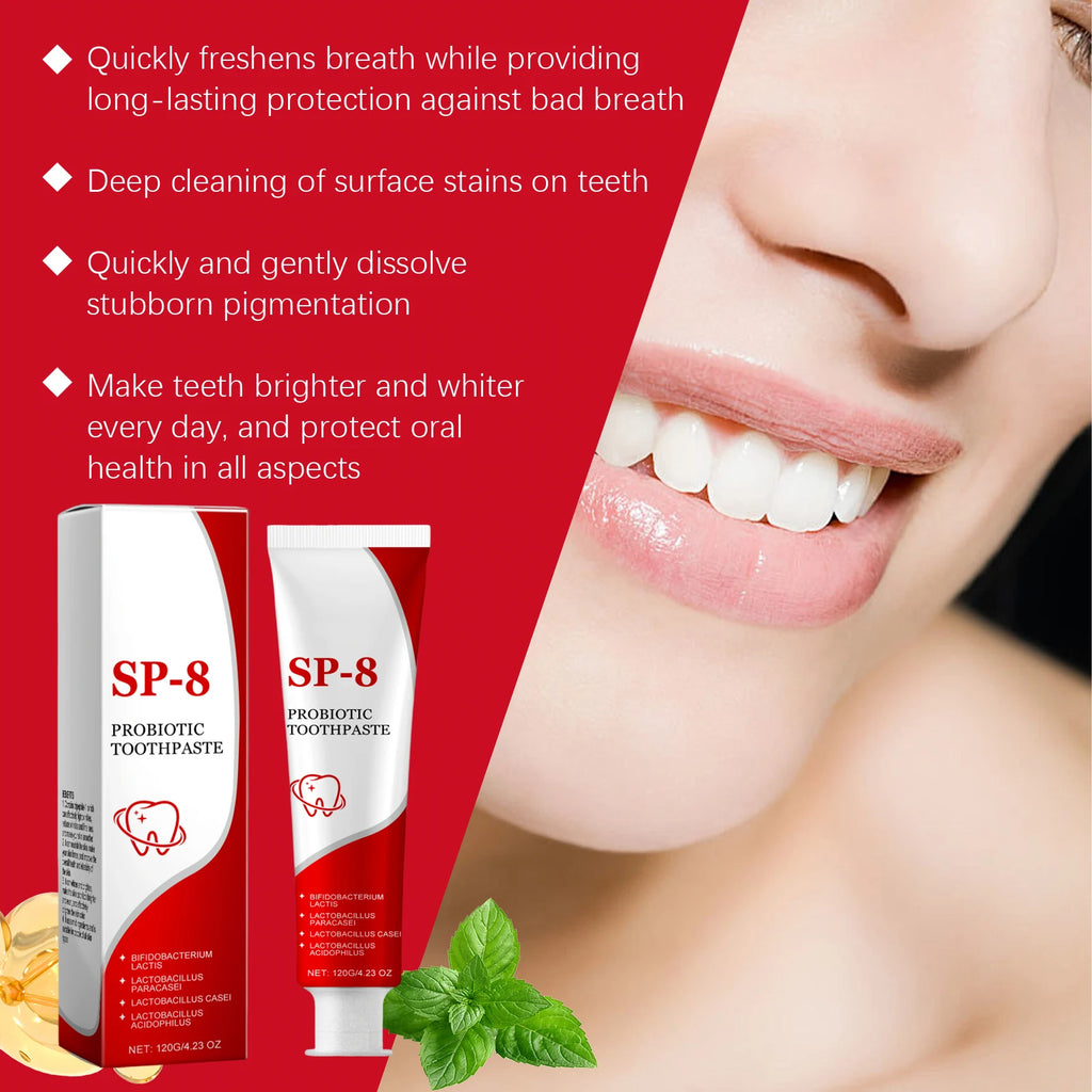 Probiotic Brightening White Toothpaste Removing Dental Plaque Preventing Tooth Decay Freshens Breath Cleaning Oral Toothpaste Oasis Select