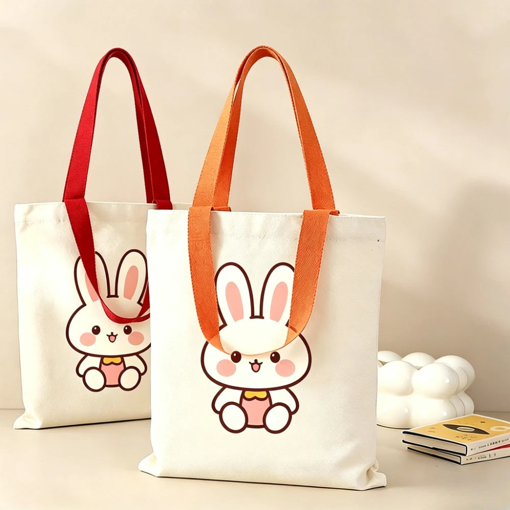 Cute Red Heart Yellow Chick Print Canvas Tote Bag Eco Reusable Shopping Shoulder Bag For Daily Grocery Market Oasis Select