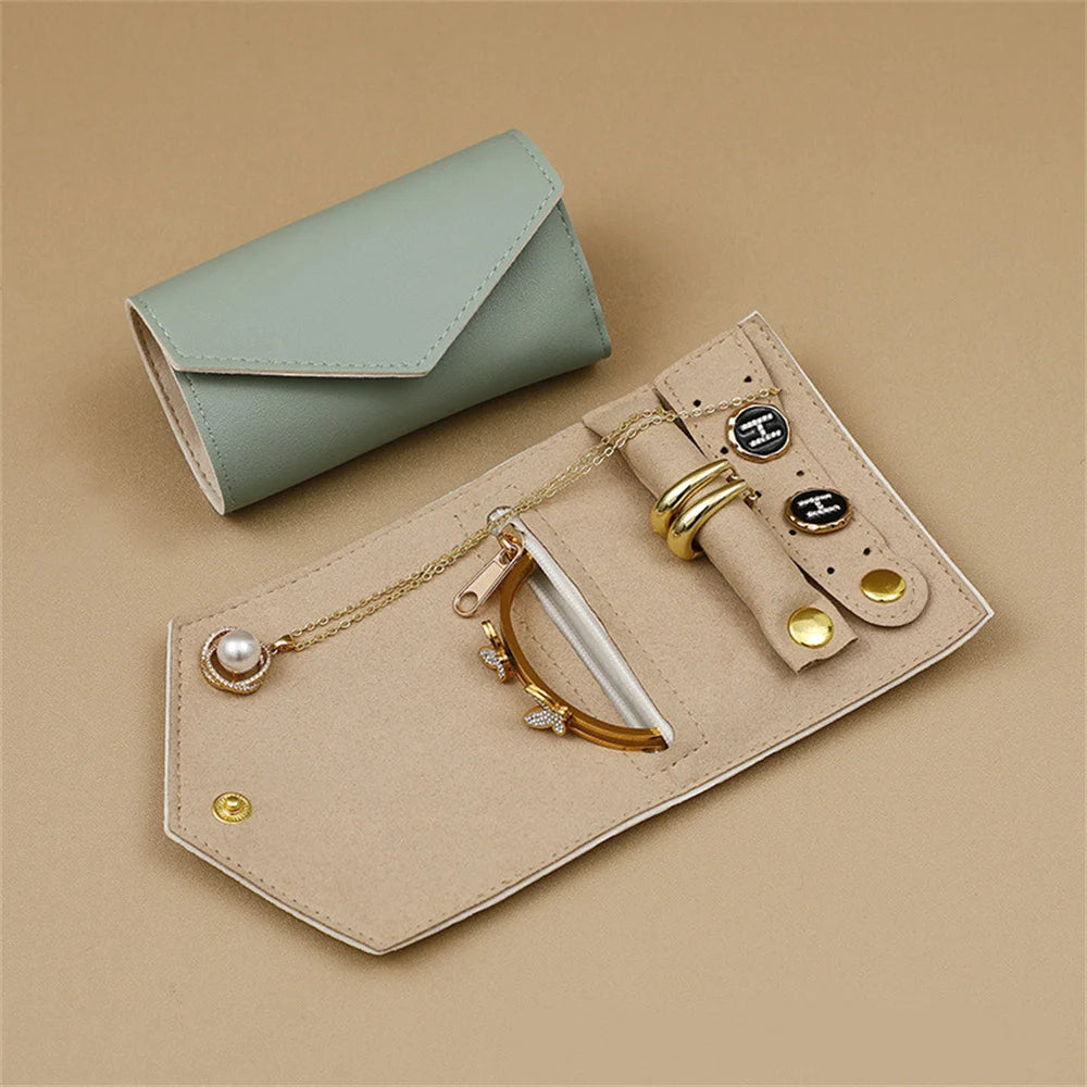 Portable Jewelry Organizer Bag for Women Travel Multi-functional Earrings Ring Necklace Storage Bag PU Creative Jewelry Roll Oasis Select