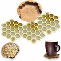 Coasters Set For Drinks With Holder, 4Pcs Honeycomb Shaped Drink Coasters, Mug Coaster For Cold/Hot Drinks Durable Oasis Select As Shown NONE L