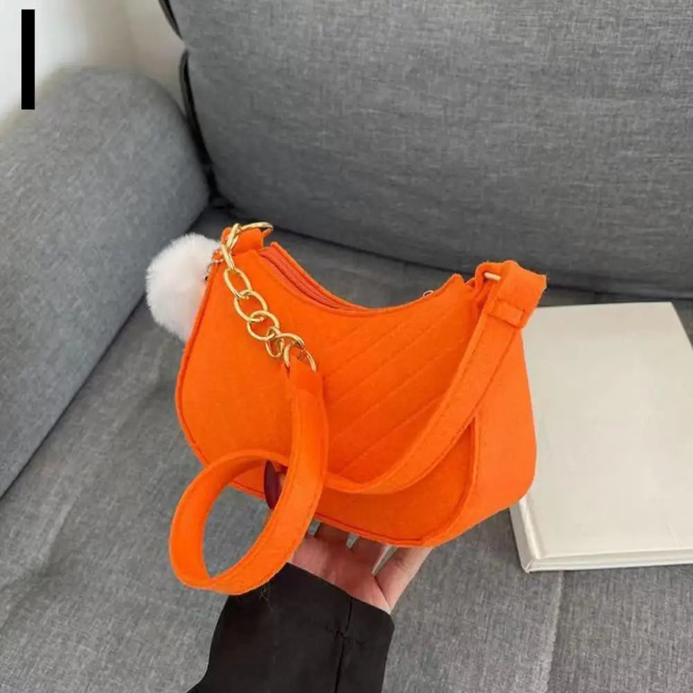 Mini Women Shoulder Bags Fashion Felt Women's Bag Design Advanced Underarm Handbags Mini Saddle Bag Oasis Select Orange