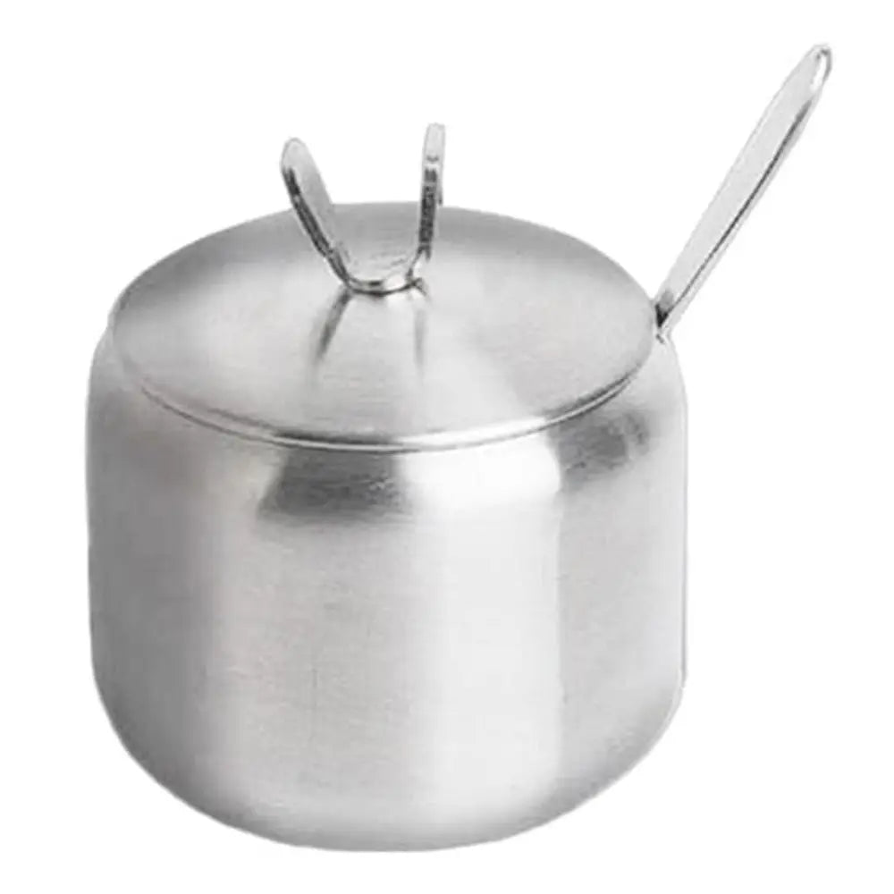 Stainless Steel Sugar Bowl with Lid & Spoon | Gold & Silver Sugar Bowl & Spice Jar Oasis Select Silver-430ml-A