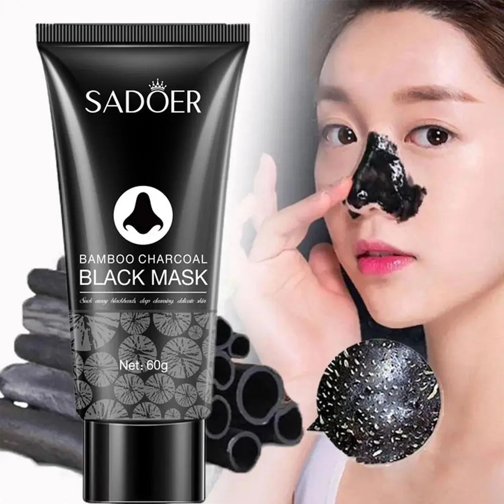 60g Bamboo Carbon Black Mud Facial Mask Active Carbon Deep Cleansing Purifying Remove Blackhead Strawberry Nose Remover Oasis Select