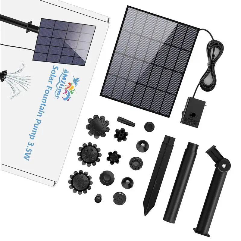 3.5W Solar Fountain Pump DIY Solar Panel Fountain with 4.9FT Water Pipe Pump for Bird Bath Garden Decoration Pets Drinking Pon Oasis Select