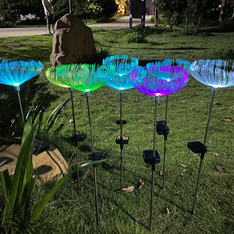 Outdoor Waterproof Solar Led Fiber Optic Jellyfish Light Atmosphere Decorative Light Garden Garden Villa Ground Lawn Light Oasis Select