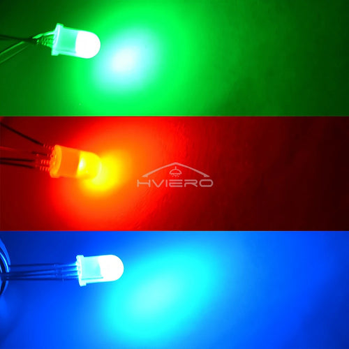 10PCS 5mm RGB Diffused LED Diodes – Common Cathode 4-Pin RGB LED Diodes Oasis Select