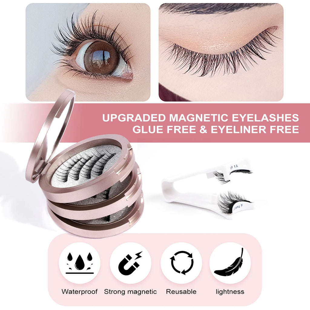 MAGEFY 3 Pairs Magnetic Eyelashes with Applicator Glue Free Reusable Magnetic Lashes Multiple Styles Natural Anime Magnetic Lash Oasis Select
