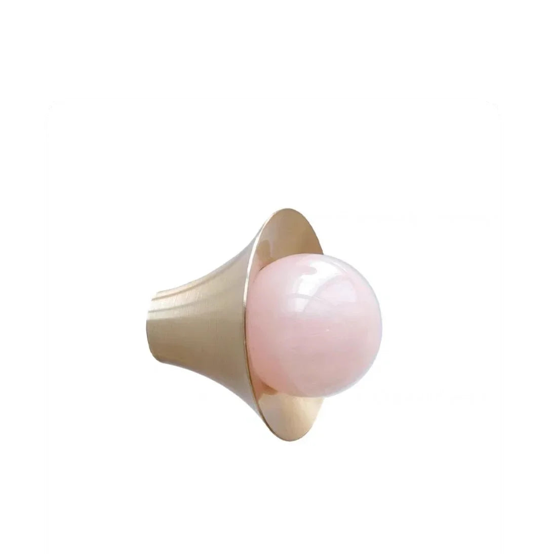 Natural Stone+solid Brass Kitchen Drawer Cabinet Handle Furniture Pink Crystal Knobs Hardware Cupboard Pull Oasis Select C-2338-Pink-S