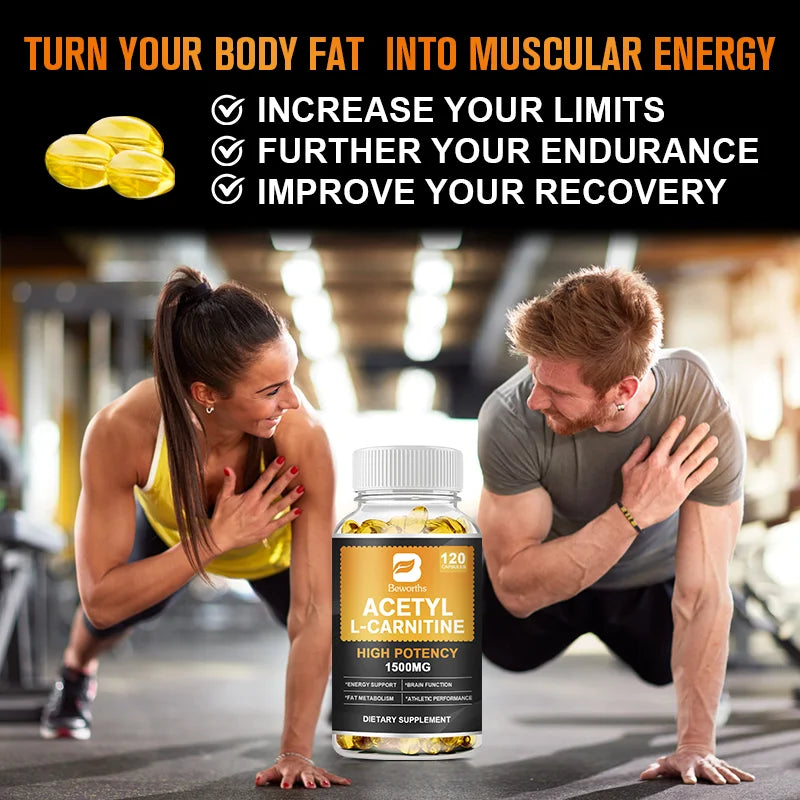 BEWORTHS 1500mg L-Carnitine Capsules Promote Muscle Growth Energy Support Anti-fatigue Exercise Dietary Gym Supplement Oasis Select