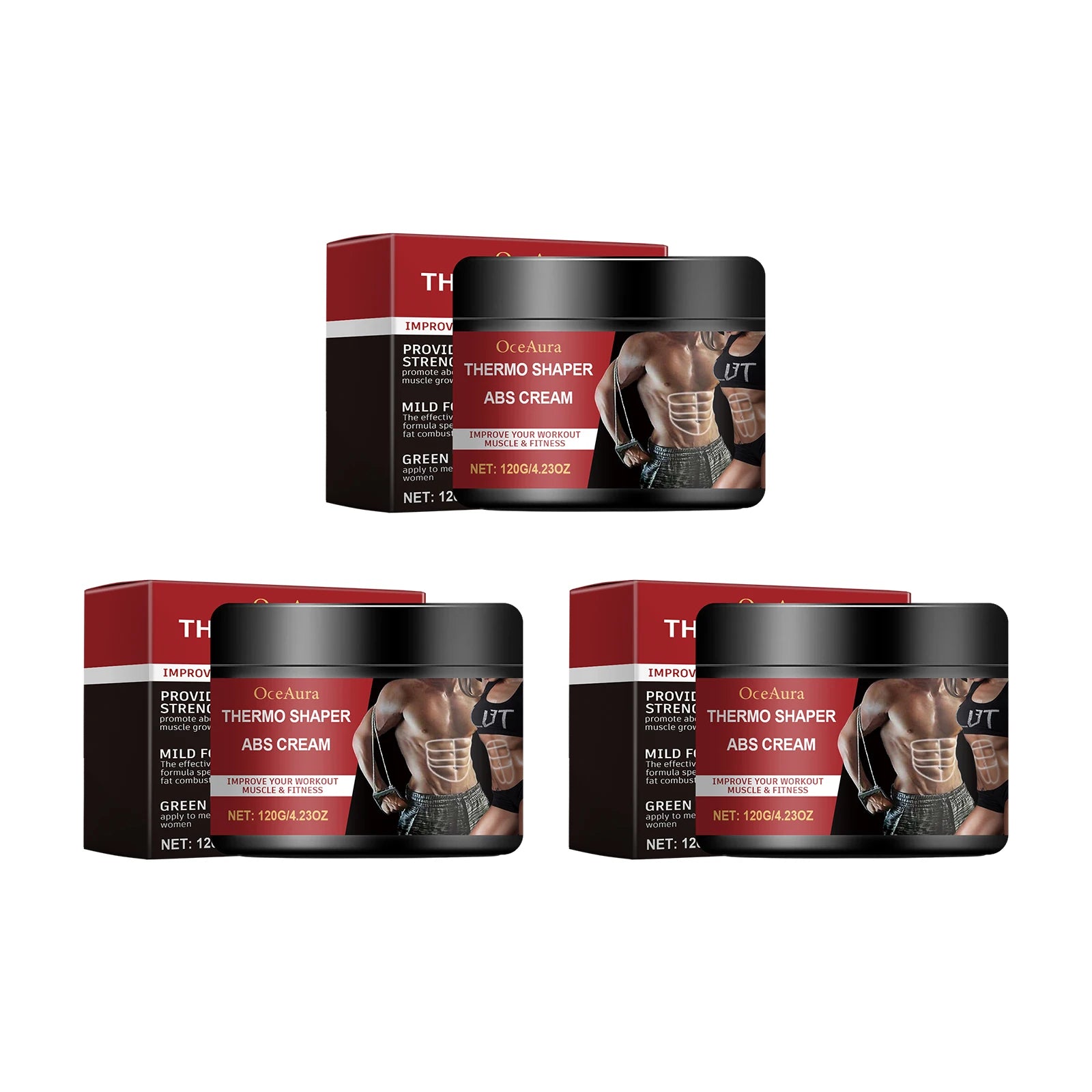 Oceaura Abdominal Tightening Cream Anti Cellulite Moisturizing Lifting Fat Burn Exercise Body Skin Shaping Belly Firming Creams Oasis Select 120g Boxed X 3PCS
