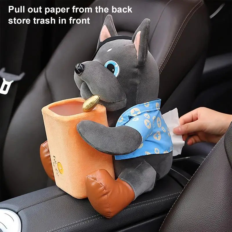 Plush Dog Car Tissue Box Trash Can Doggie Car Tissue Box 2 In 1 Cute Car Tissue Box Creative Animal Cartoon Decorative Organizer Oasis Select