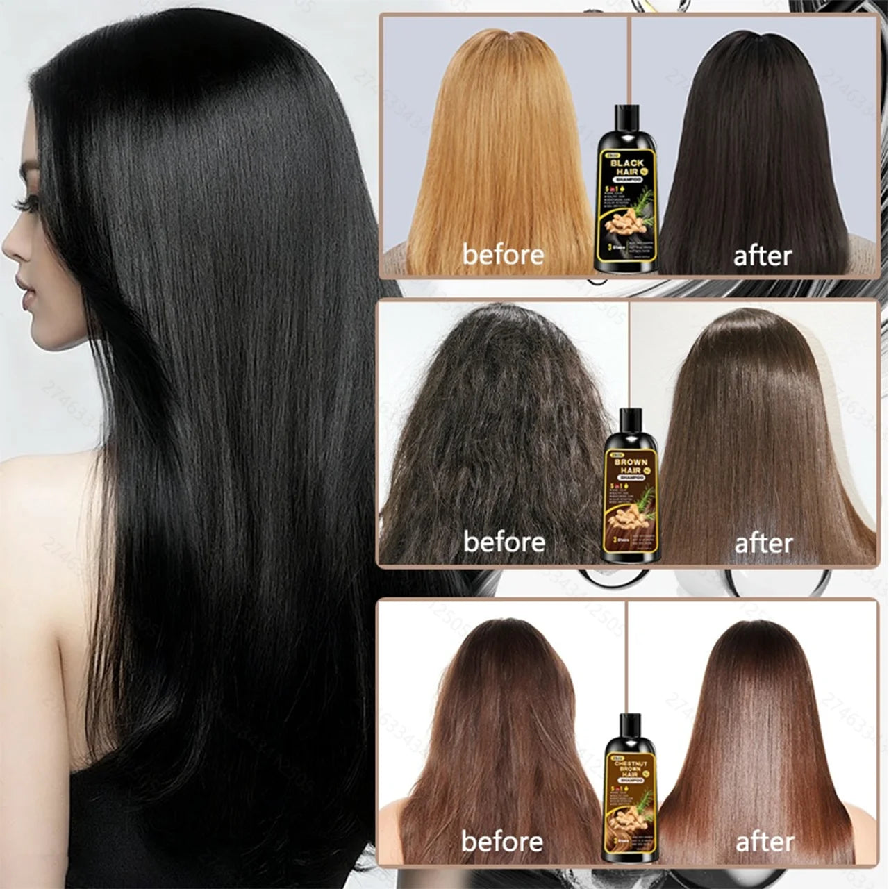 New hair dye shampoo 5-in-1, containing ginger and biotin. Long-lasting color retention and coverage of gray hair. Long-lasting Oasis Select