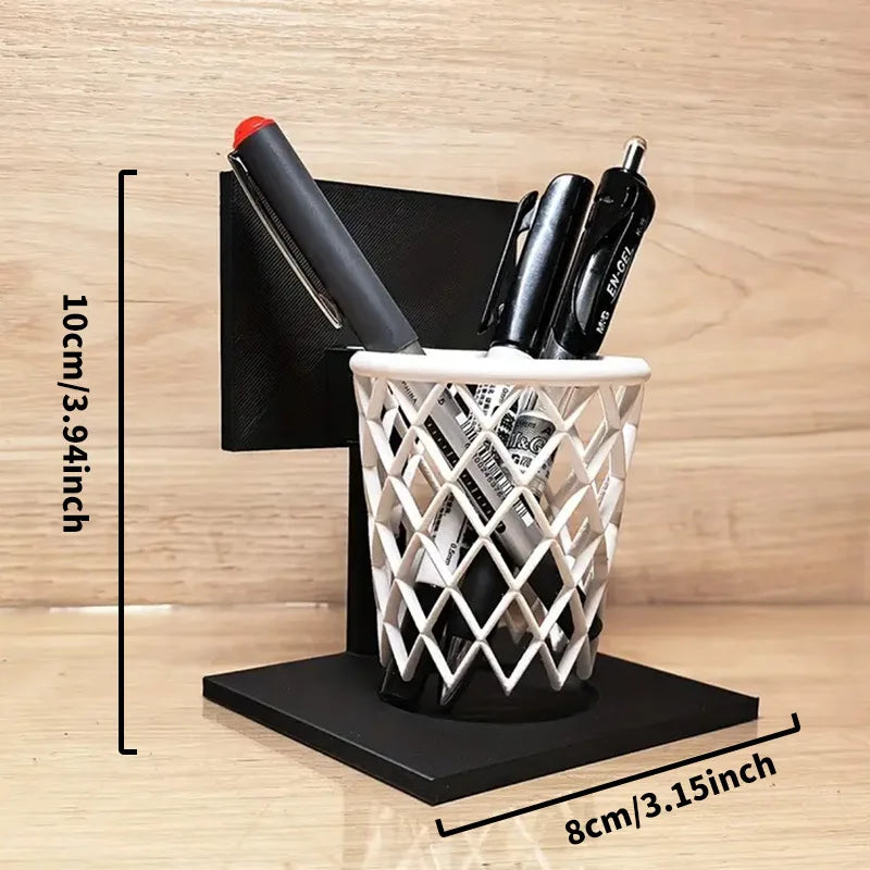 Basketball Hoop Pen Holder Creative Grid Desk Organizer: Home Office Sports Theme Stationery Storage Container Idear Gift Oasis Select 1pc