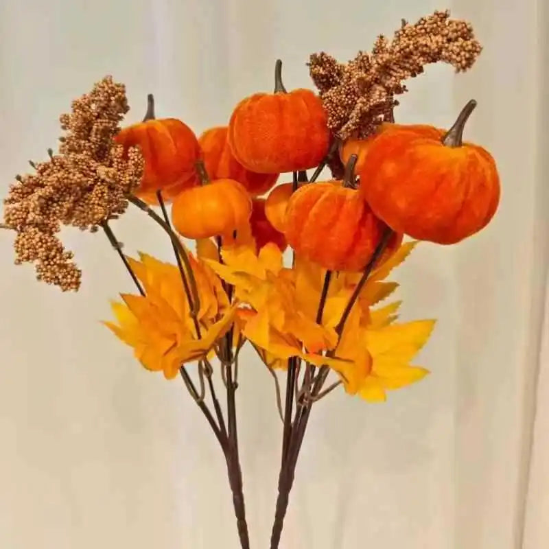 Artificial Pumpkin Maple Leaf Floral Pick | Fall Harvest Décor