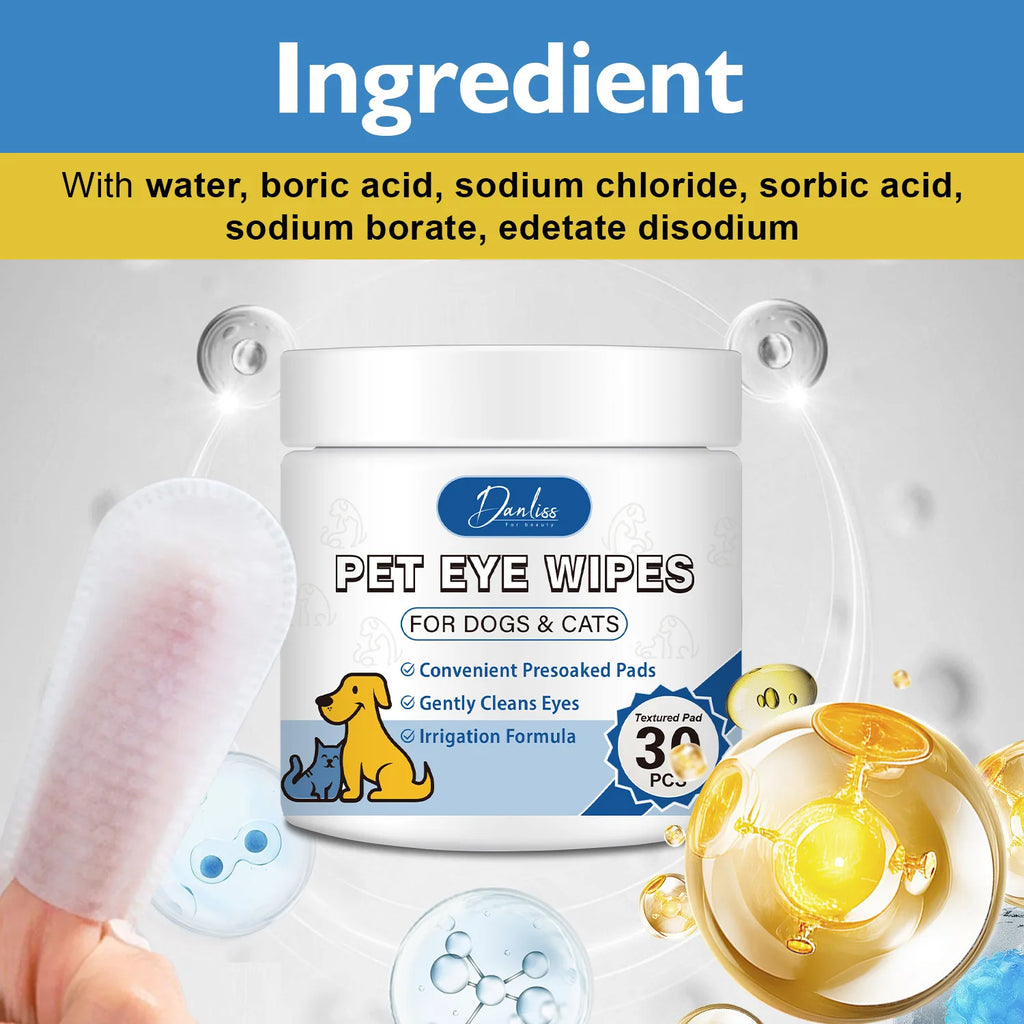 30-Pack Pet Eye Cleaning Wipes – Tear Stain Remover Dogs & Cats Pet Grooming Wipes Oasis Select