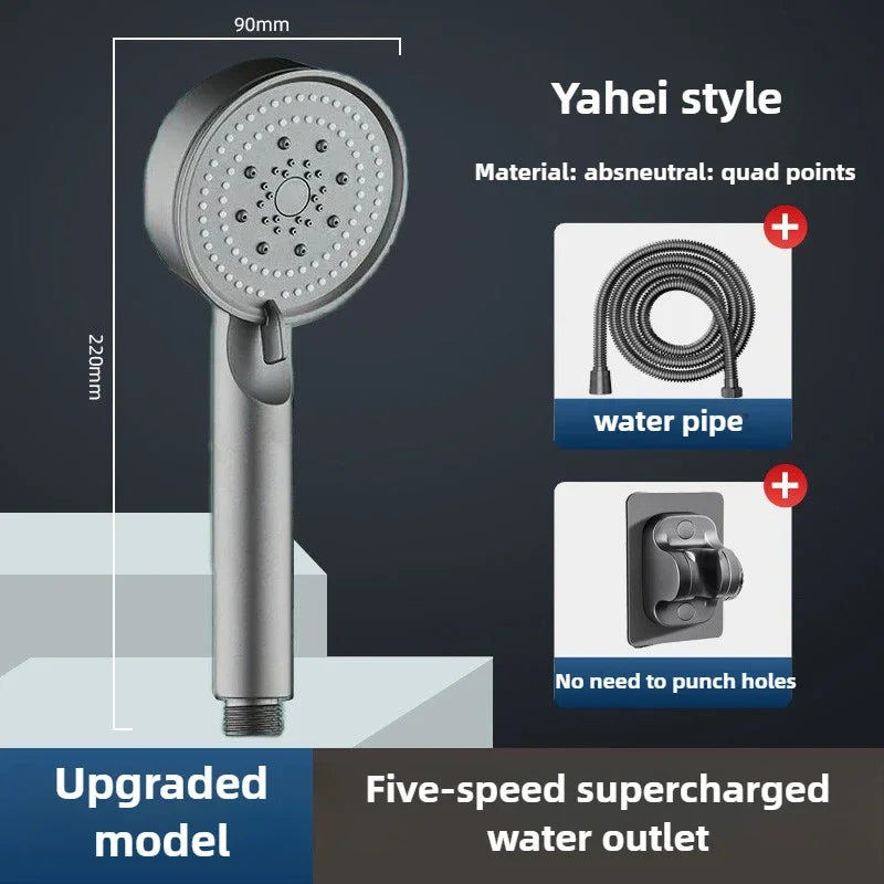 High Pressure Shower Head 3 Modes Adjustable Filter Shower Head Set New Bathroom Shower Head Accessories Sprayer Oasis Select grey set - 3pcs
