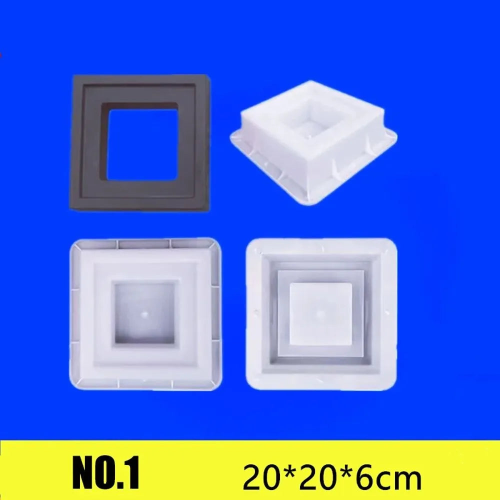 Plastic Hollow Brick Mold 20*20*6cm Square Wall Brick Mould 3D Carving Anti-Slip Cement Antique Brick Mold Garden Wall Oasis Select 1