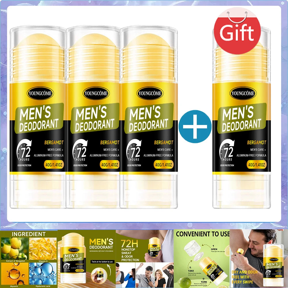 Men Sandalwood Deodorant Stick Anti Sweating Keep Drying Lasting Fragrance Remove Armpit Odor Underarm Refresh Sticks 1/2/4set Oasis Select 40G 4PCS