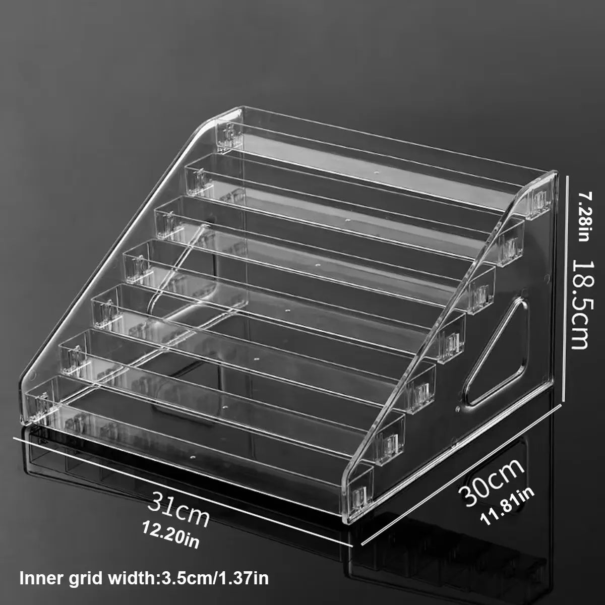 1pc multi-layer acrylic buckle nail polish display rack transparent ladder type sorting rack quick installation cosmetics rack Oasis Select 7layer - Transparent