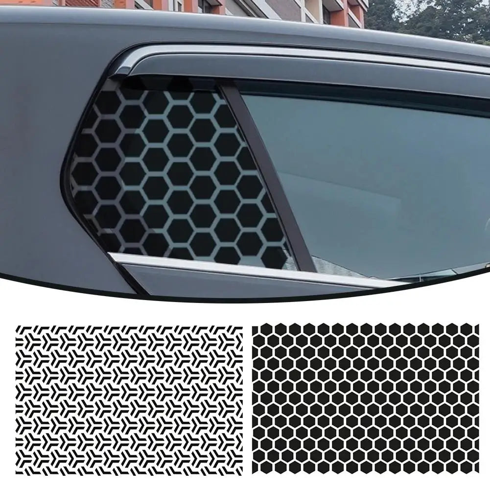 Car Side Window Matte Black Sticker 75x50cm Honeycomb Hexagon Self-Adhesive Sun Shade Sticker Universal All Vehicle Accessories Oasis Select