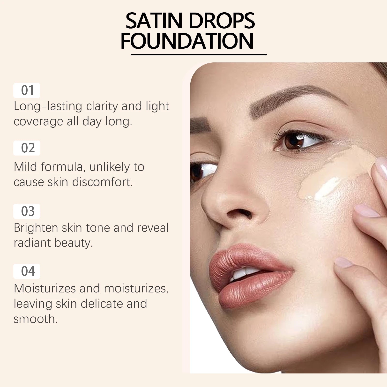 EELHOPE Satin Drops Foundation Moisturizing Hides Wrinkles Lines Hydrating Color Longwearing Waterproof Makeup Base Concealer Oasis Select