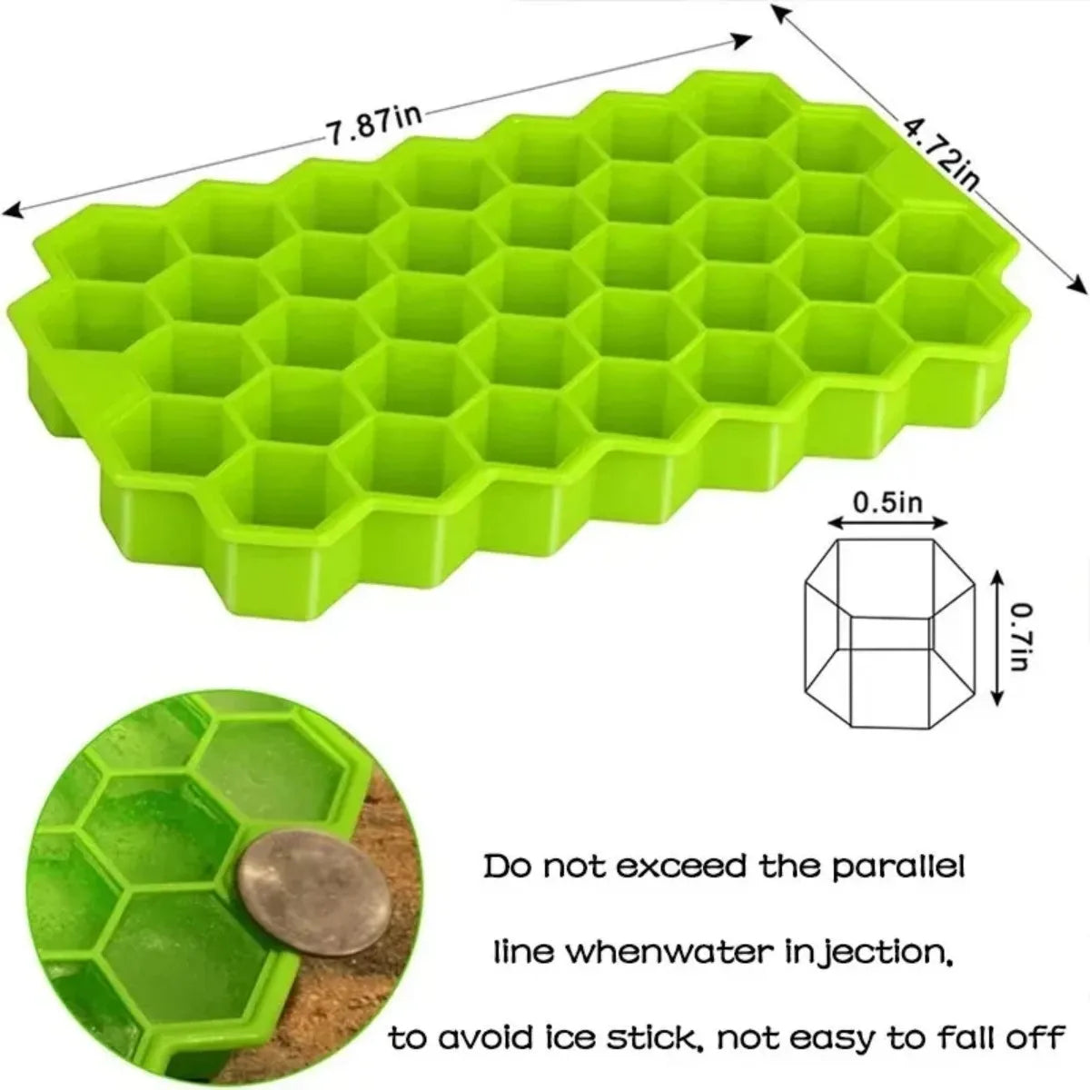 Honeycomb 37-Grid Ice Cube Tray, Silicone DIY Ice Mold (Lid Not Included) for Drinks, Cocktails & Kitchen Use Oasis Select