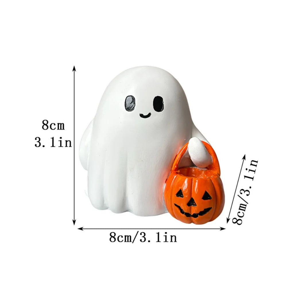 Indoor Outdoor Cute Ghost Statue Holding Pumpkin Statue Resin Halloween Home Decorations for Living Room Bedroom Garden Oasis Select 1PC
