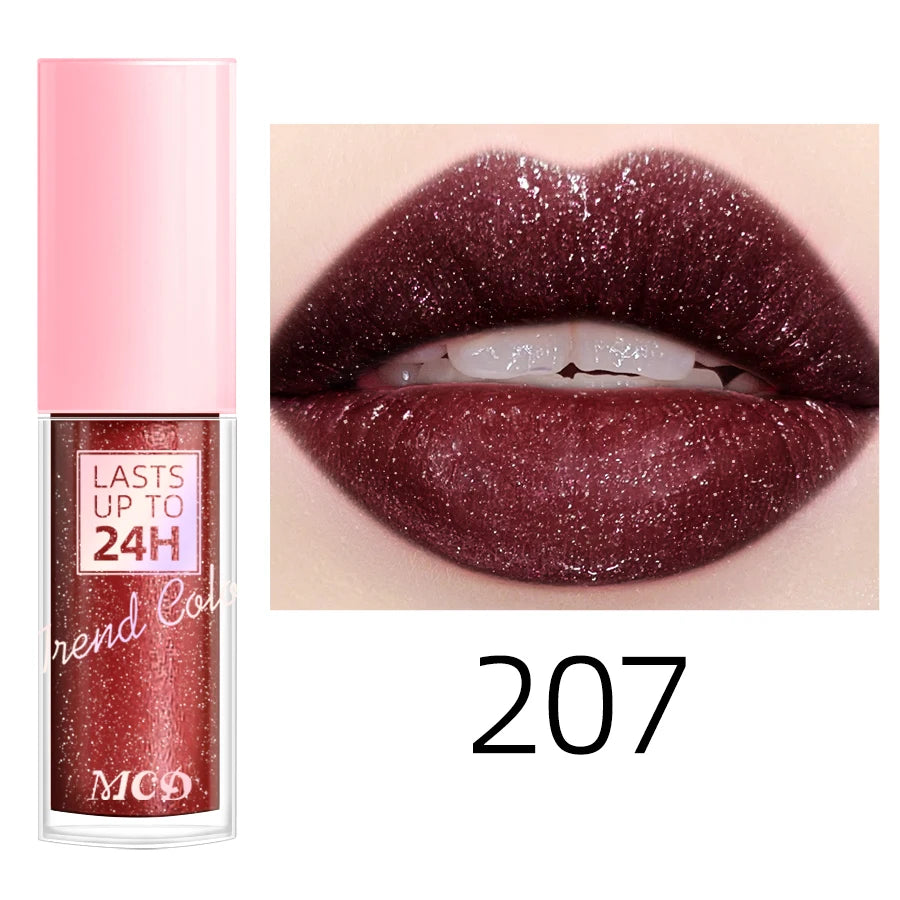 MCD Glitter Lip Gloss – 18 Shades, Waterproof & Long-Lasting