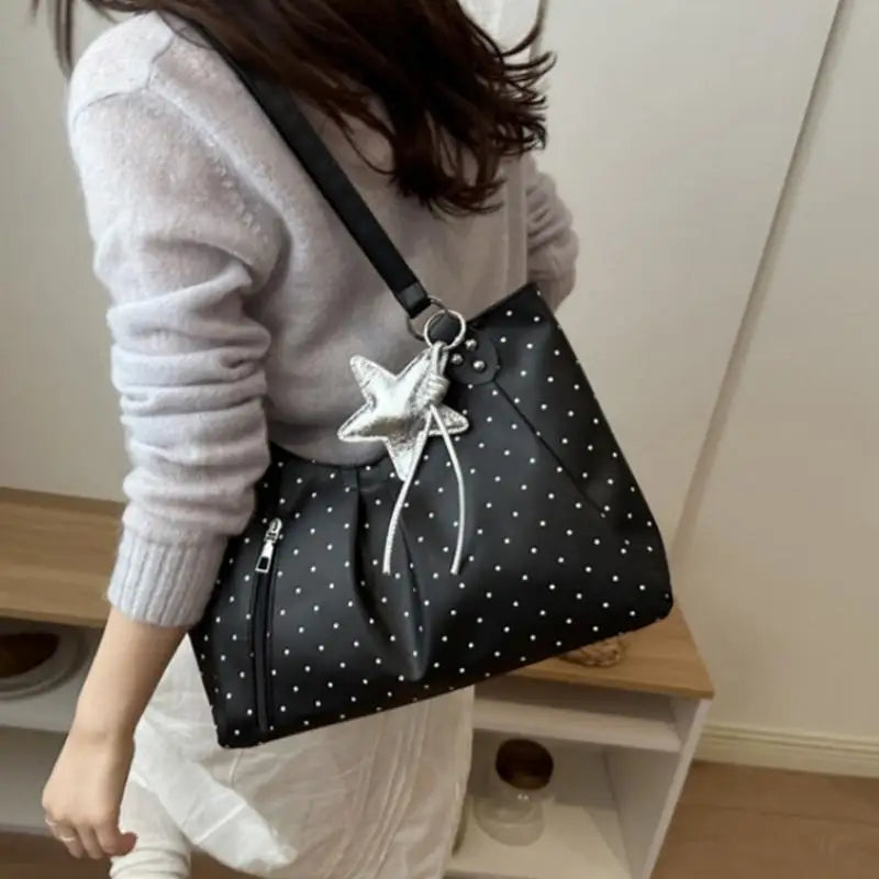 Vintage PU Polka Dot Tote Bag – Large Women's Shoulder Bag