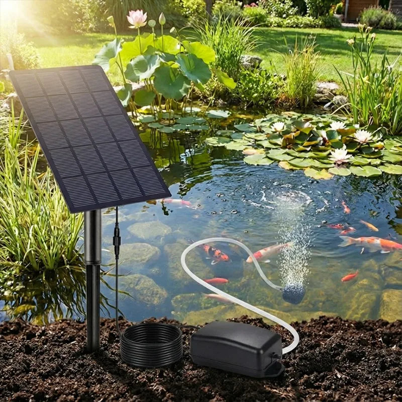 2.5W Solar Oxygen Pump/Pond Pump, with Air Bubble Stones and Pipe, Improve Pond Circulation, for Fish Tank Aquarium Pond Etc Oasis Select