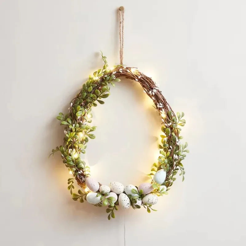Easter Wreath Simulation Egg Wreath Spring Simulation Flower Wreath Door Hanging Decoration Oasis Select