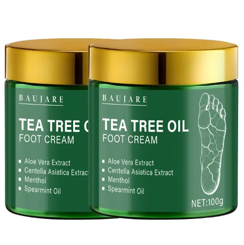 Tea Tree Oil Foot Cream with Aloe & Menthol - Moisturizes & Softens Skin with Hyaluronic Acid & Retinol Oasis Select green 100g
