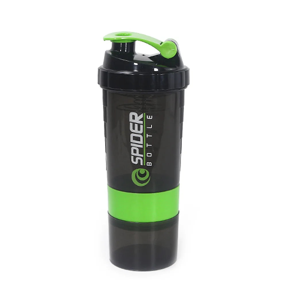 3 Layers Shaker Protein Bottle Powder Shake Cup Water Bottle Plastic Mixing Cup Body Building Exercise Bottle Oasis Select light green 501-600ml