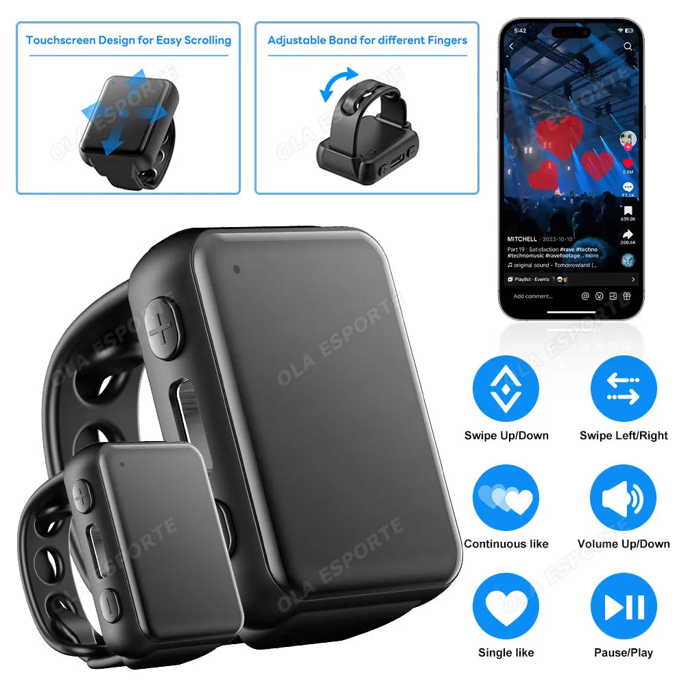 Smart Bluetooth Ring Remote – Selfie, Scroll & Page Turner