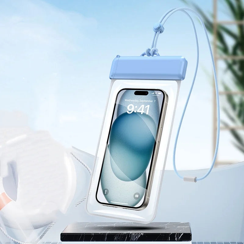 New Floating Airbag Waterproof Phone Bag Swimming Sports Bag Pouch Phone Case Touchscreen Phones Protector Cover Bags Oasis Select Blue