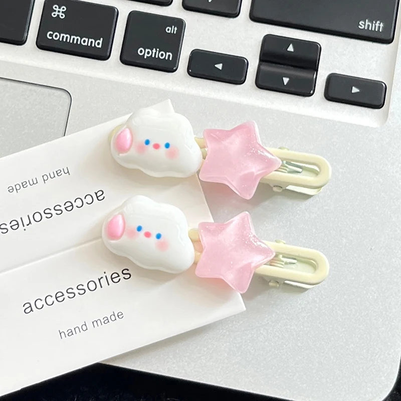 Lovely Sweet Cloud Star Hair Clip Cute Pink Pentagram Hairpin Girly Side Bang Clips Headwear Hair Accessories Oasis Select