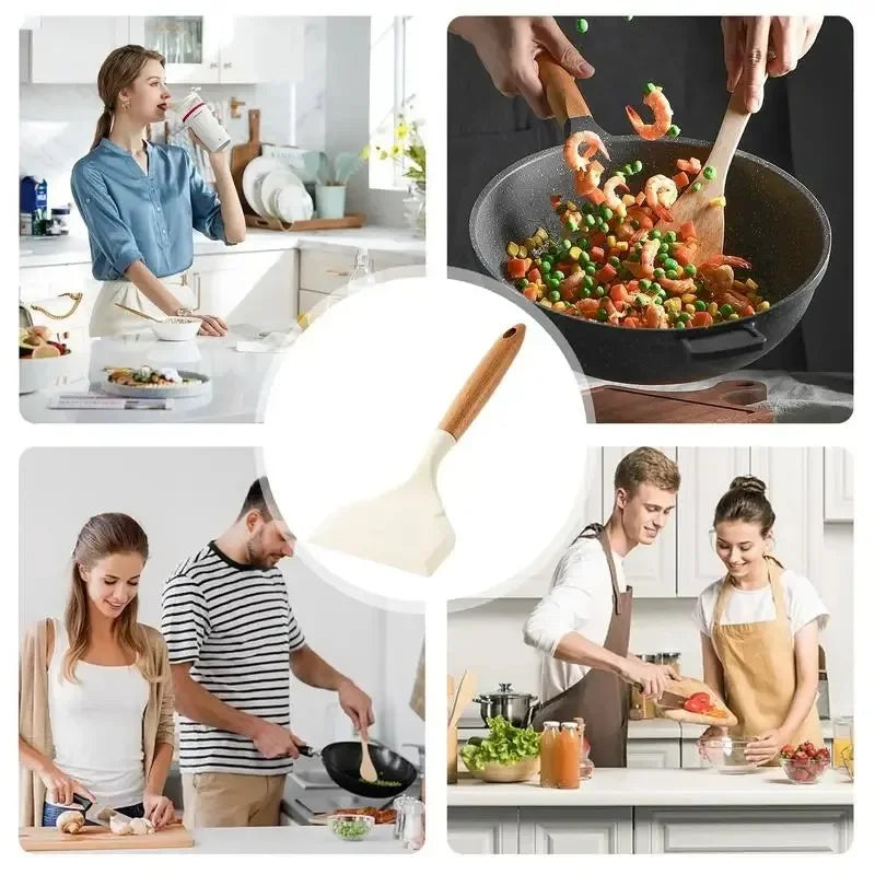 Silicone Spatula Cooking Utensils Beef Meat Egg Kitchen Scraper Wide Pizza Shovel Frying Non Stick Spatula Kitchenware Tools Oasis Select