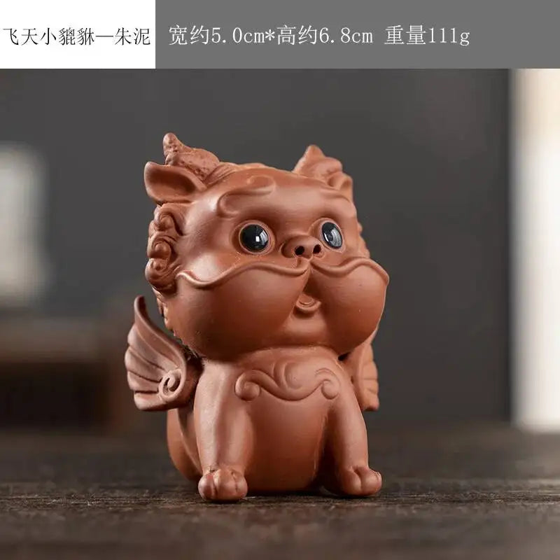 Purple Clay Tea Pet Lucky Pixiu Tea Play Tea pet Accessories Mini Ornament Oasis Select Pixiu - Zhu Ni A