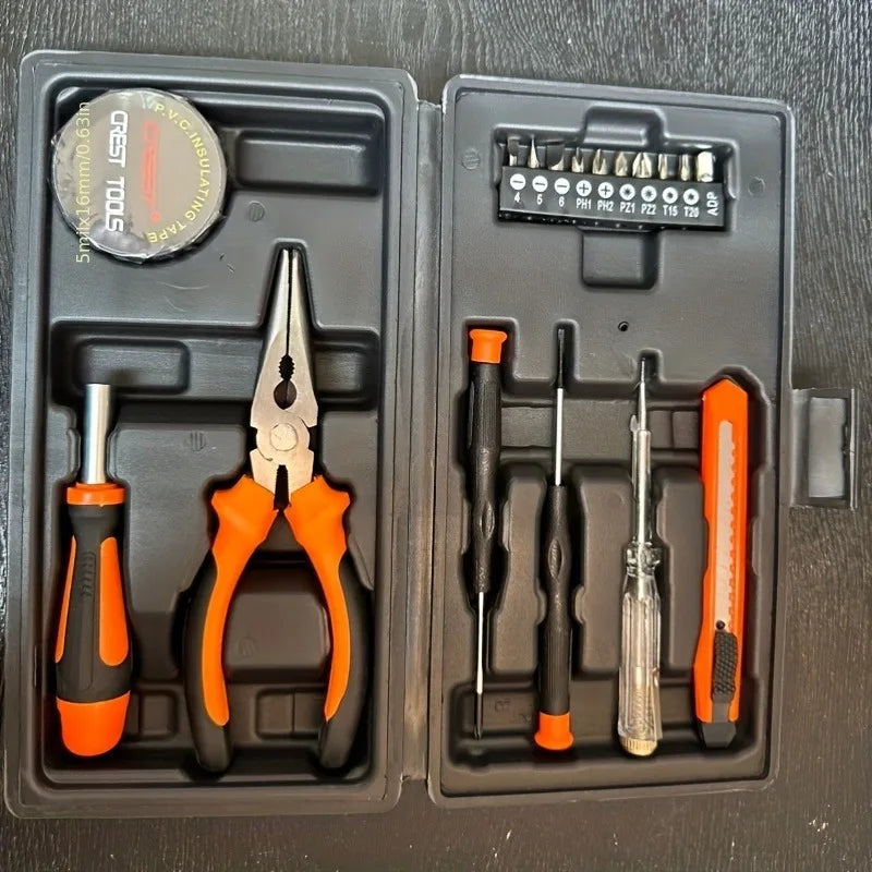 18pcs Durable Hardware Tool Kit Set Multi-Functional Household Hand Repair Tools with Portable Storage Case Oasis Select