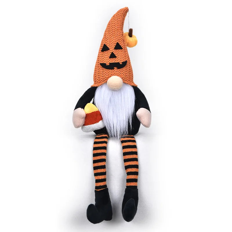 Halloween Long Legs Faceless Doll Dwarf Broom goblin Doll Creative Ornament Sharp Trick or Treat Hat Plush Gift Oasis Select Men style