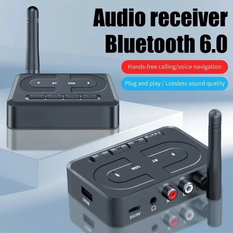 Bluetooth 6.0 Audio Receiver 3.5mm AUX RCA With Mic HIFI Stereo Wireless Adapter Support USB U-Disk For Car Speaker Amp Oasis Select