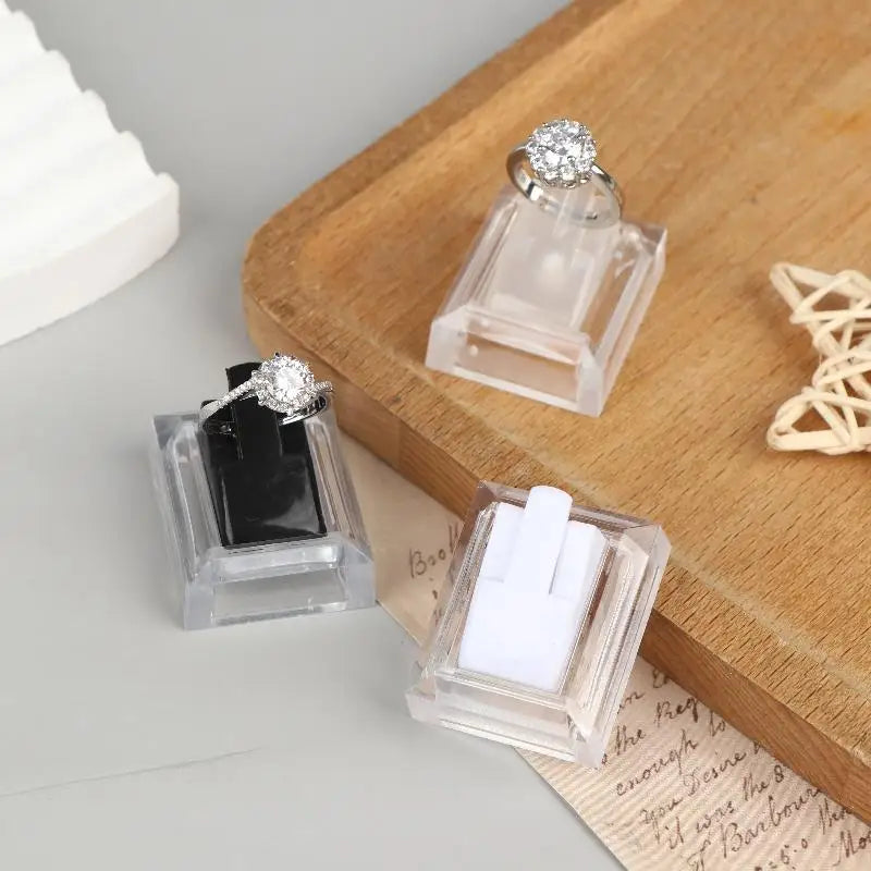 5Pcs Clear Ring Display Stands, Jewelry Ring Tray Storage Organizer Holder, Counter Showcase Display Props Oasis Select