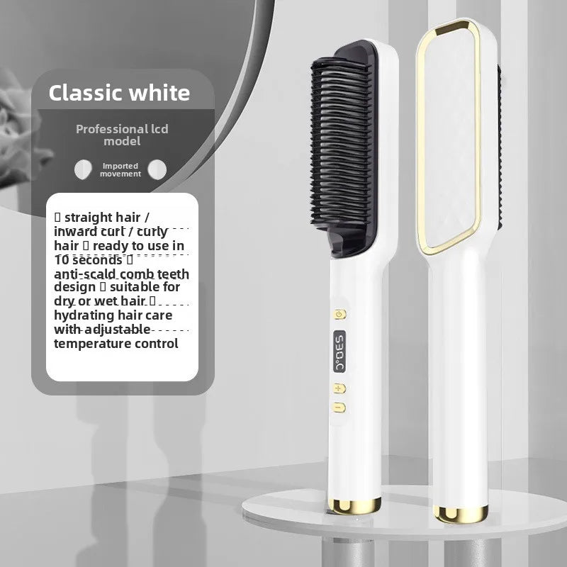 Multifunctional Styling Comb for Straight Curly and Soft Hair Temperature Control Rapid Heating Hair Straightener and Curler Too Oasis Select white