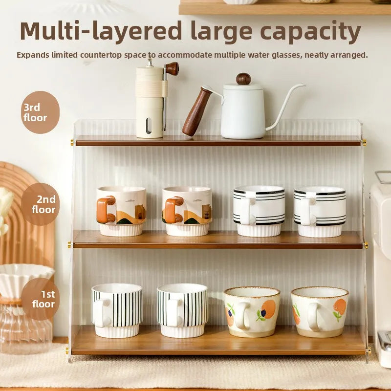Cup storage rack desktop water cup collection rack dining table bar counter, household tea cup holder double-layer drain Oasis Select