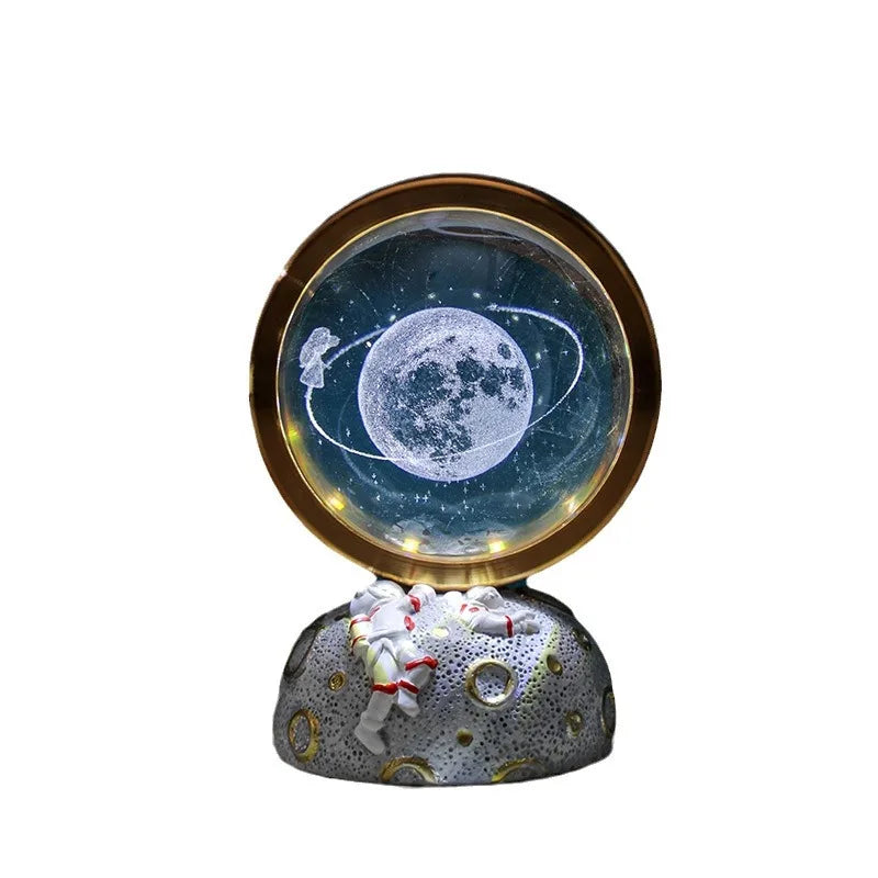 Astronaut 3d Engraved Crystal Ball, Rotatable Night Light, Creative Astronaut Office Desk Ornament, Festival Gift Oasis Select