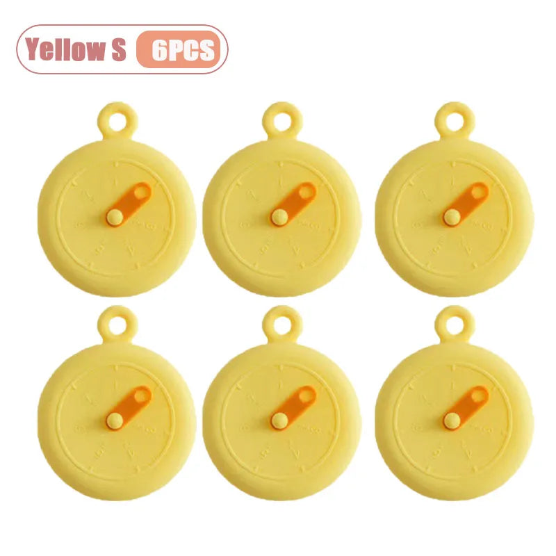 Food Cover Set Bowl Lids Heat Resistant Round Refrigerator Leftovers Universal Sealing Lids Reusable Kitchen Covers Oasis Select Yellow S-6PCS