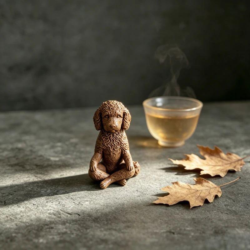 Poodle Dog Yoga Figurine Meditating Teddy Statue 3D Printing Calming Zen Ornament Decor for Pets Lovers & Meditation Yoga Spaces Oasis Select