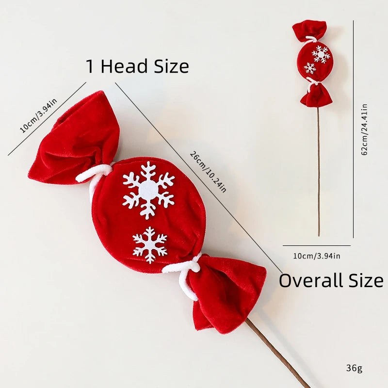 Fuzzy Red & White Candy Cane Christmas Tree Ornament